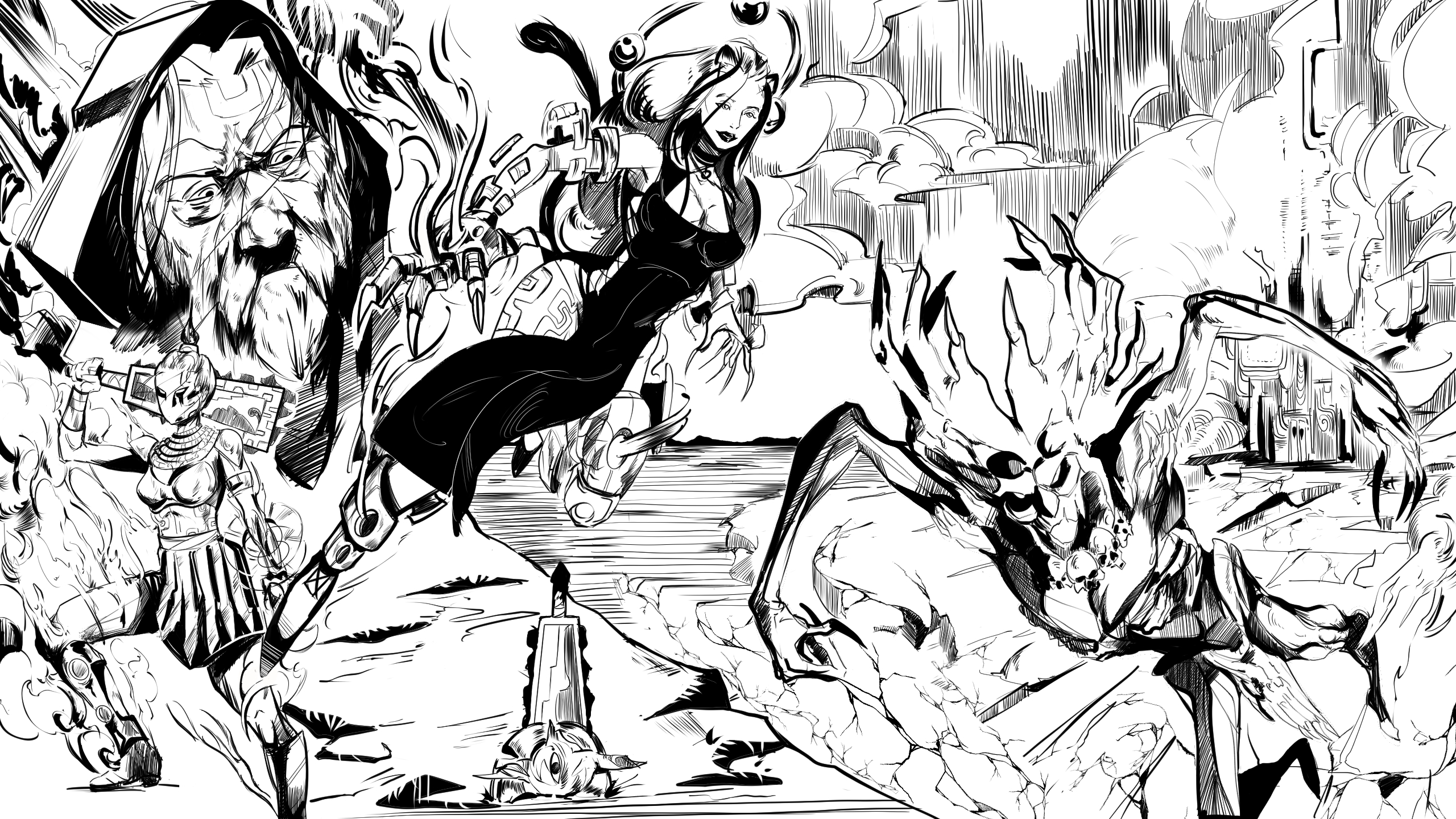 Panel art — Battle scene