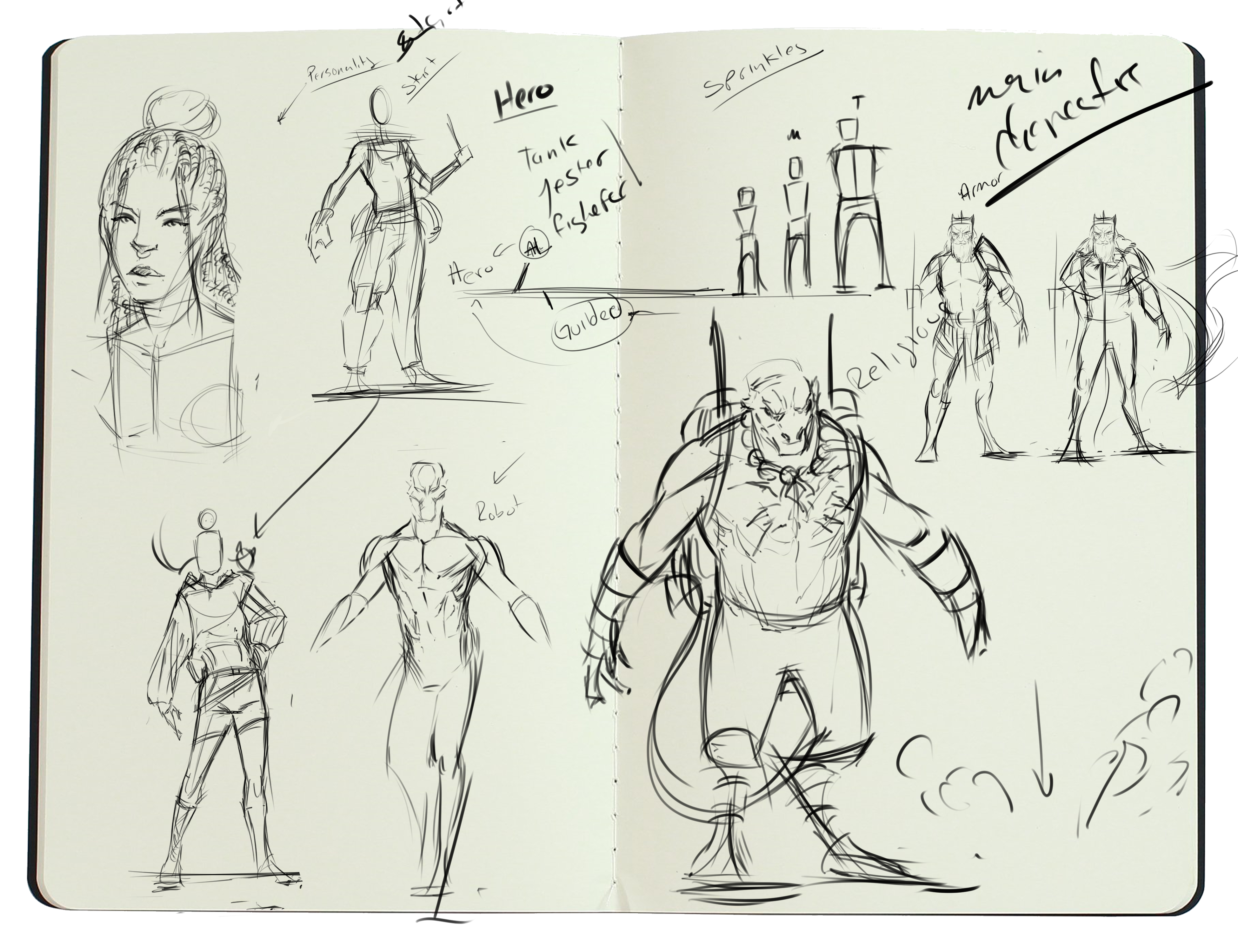 Process — Character sketchbook studies